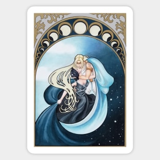 Eclipse - Art Nouveau day/night mythological romance Sticker